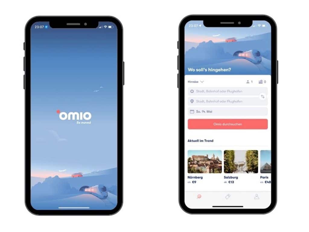 Reise buchen auf der Omio-App