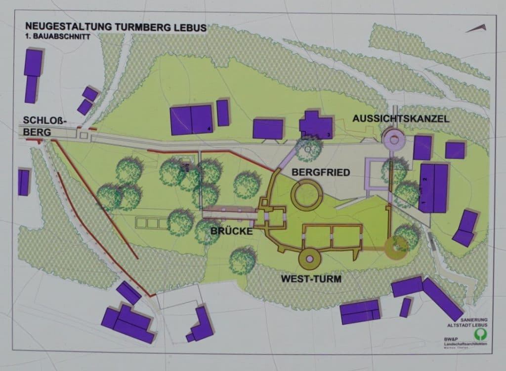 Plan der Burganlage in Lebus