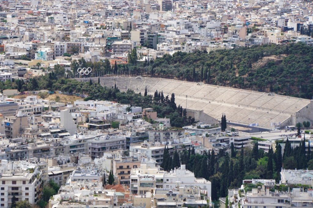 Lykabettus - Ausblick über Athen, alte Olympia Stadtion