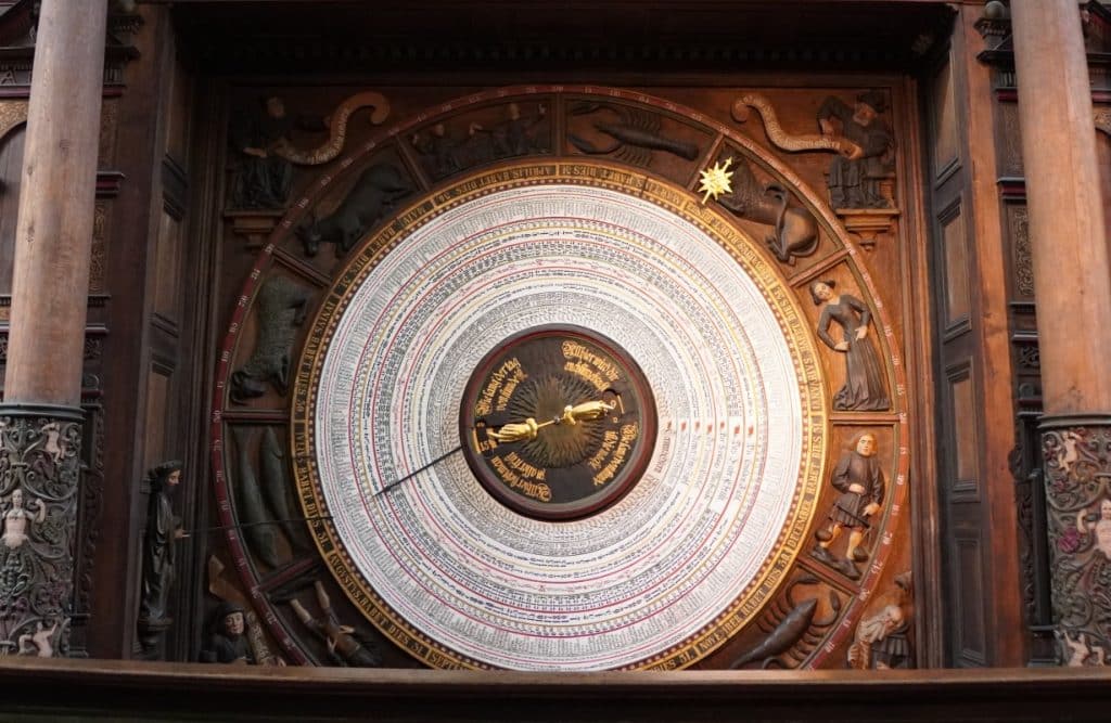 untere Ziffernblatt der Astronomischen Uhr der Marienkirche