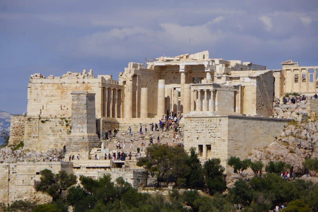 Blick vom Philopapposhügel zur Akropolis