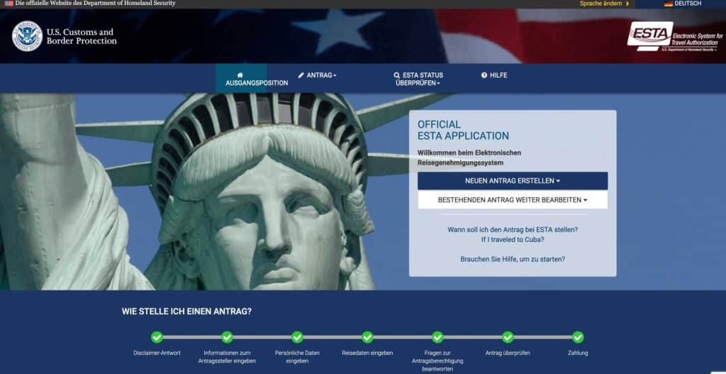 Offizielle ESTA Webseite
