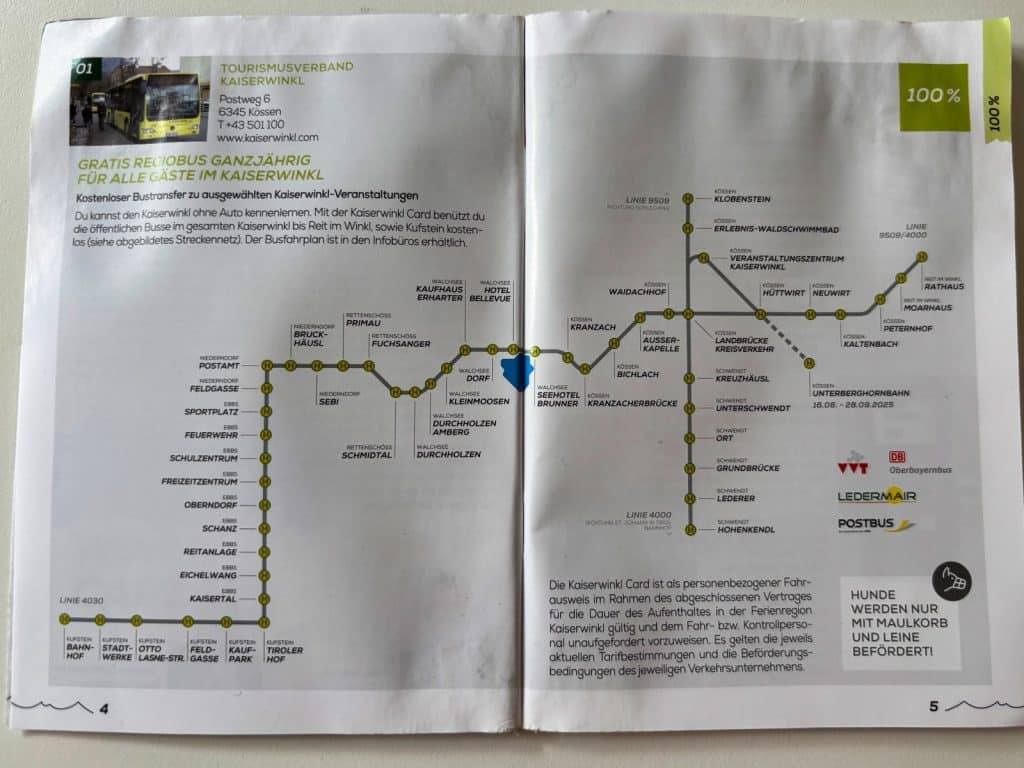 Regio Bus Liniennetz im Kaiserwinkl