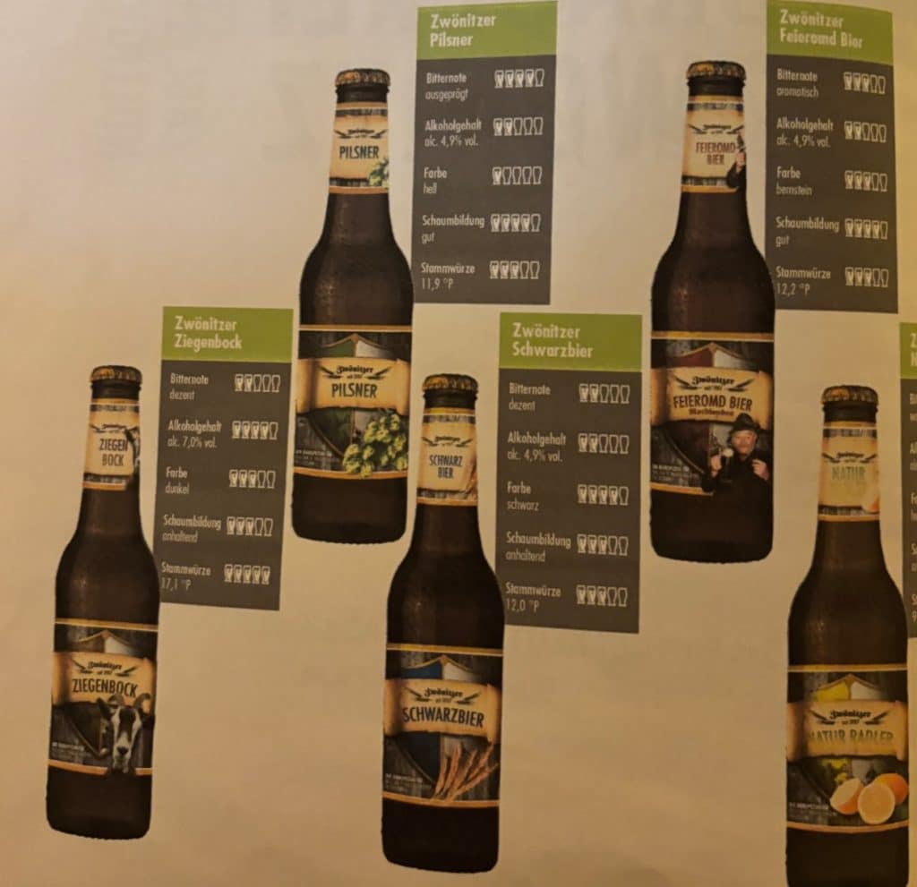 Bierauswahl Brauhaus Zwönitz
