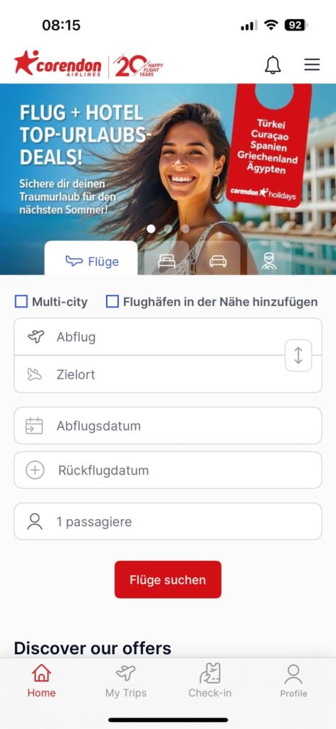 Corendon Airlines - Flug buchen in der App